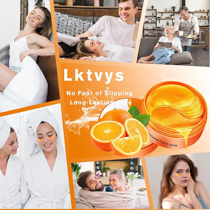 Vitamin C Eye Patches 2-Pack 120 PCS, Improving Skin Tone, Reducing Dark Circles and Refreshing, Collagen Eye Mask for Puffy Eyes, Suitable for Both Men and Women