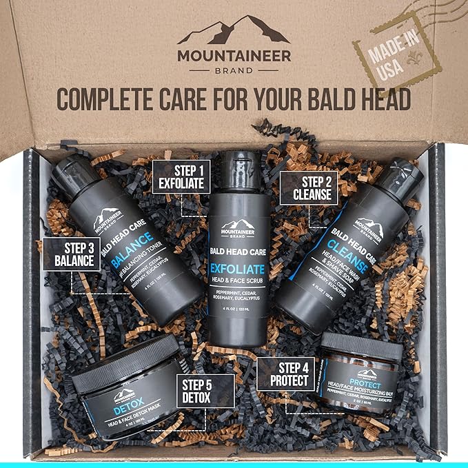 Mountaineer Brand Natural Moisturiser with Fresh & Natural Scent | Bald Head Care for Men | Non-Greasy Scalp and Face Balm | Made in West Virginia | Protect | 2 Pack | 2oz