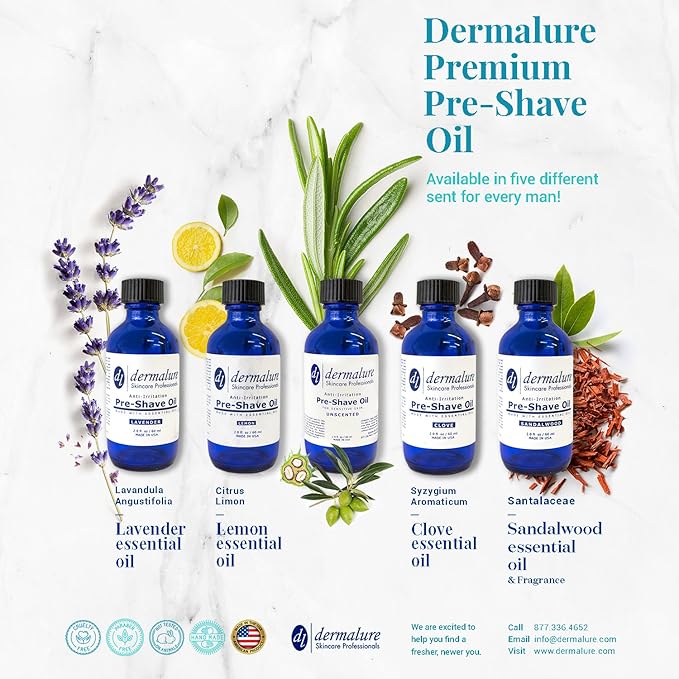 Pre-Shave Oil with LEMON ESSENTIAL OIL, 100% All Natural Oil for Sensitive Skin, Premium Quality for Anti-Irritation & Effortless Smooth Irritation-free. Ultra Gliding Shaving Oil (2.0 fl. oz / 60)