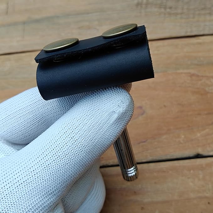 Handmade leather Double Satety Edge Razor Head Protective Sheath For men, Leather Shaving Travel Cover Fits Most Safety Razors (Black)