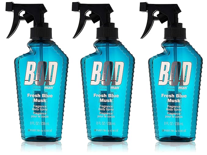 BOD Man Fresh Blue Musk Body Spray 8 Ounces (Pack of 3)