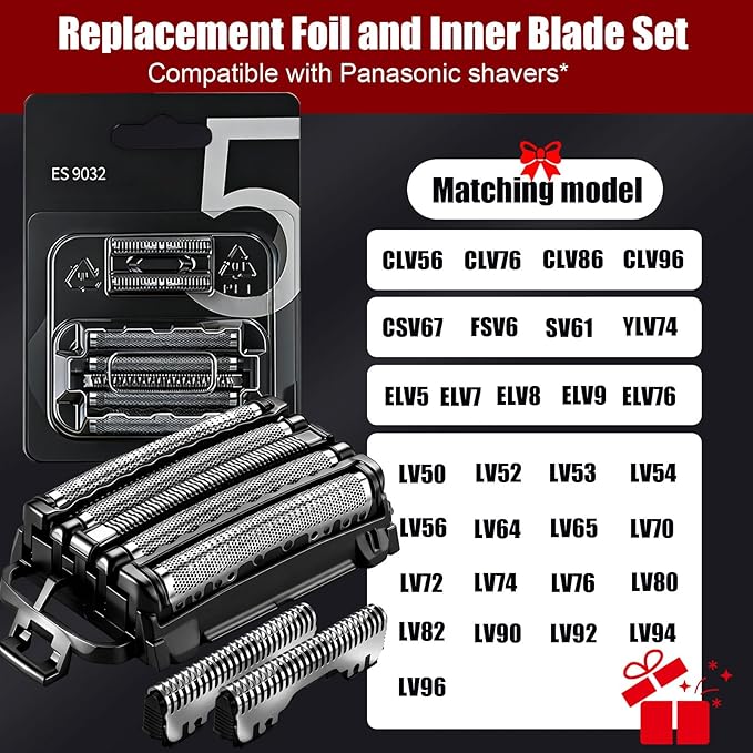 WES9032P Replacement Outer Foil and Inner Blade Set,Compatible with Panasonic ARC5 5-Blade Shavers ES-LV97-K,ES-LV67-K,ES-LV95-S,For men's shaving(1Pack)