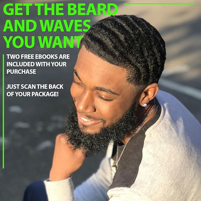 GROW Beard Brush & 360 Wave Brush for Men - Natural Boar Bristle For Fuller, Thicker Hair, Beard & Mustache - Premium Full-Size to Exfoliate, Strengthen Hair, Stimulate & Boost Growth