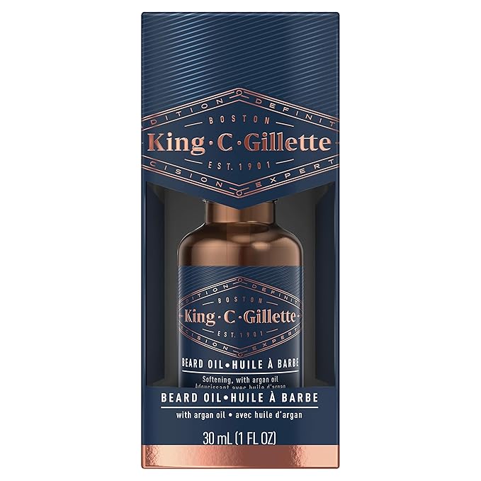 King C. Gillette Beard Oil for Men - Argan, Jojoba, Avocado, Macadamia Seed and Almond Oils - Moisturize and Soften Beard