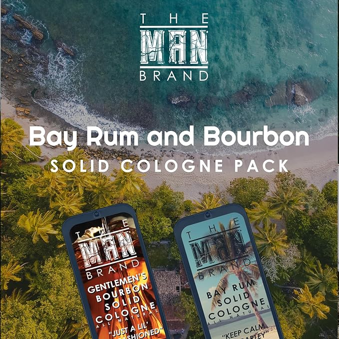 Solid Cologne Sample Set with Bay Rum Solid Cologne and Gentlemen's Bourbon Wax Fragrance (2 Pack - 0.75 oz each)