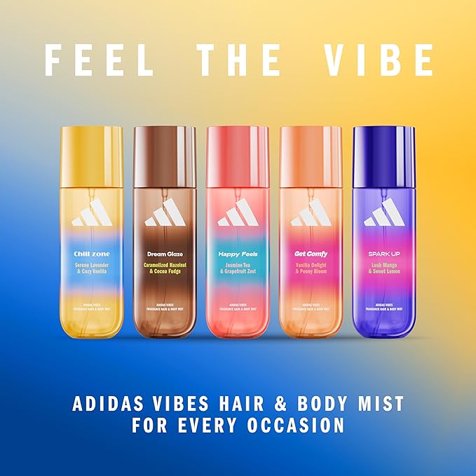 adidas Vibes Chill Zone Fragrance Hair & Body Mist for Women, Mood-Boosting, Notes of Lavender & Vanilla, For Any Occasion, 7.9oz