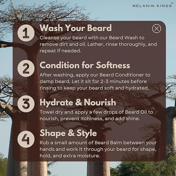 Melanin Kings Beard Oil for Black Men - Specialized formula for Black Men - With ancient African Ingredients - 100% Natural Ingredients - 2fl. Oz. - Kenyan Sandalwood Scent