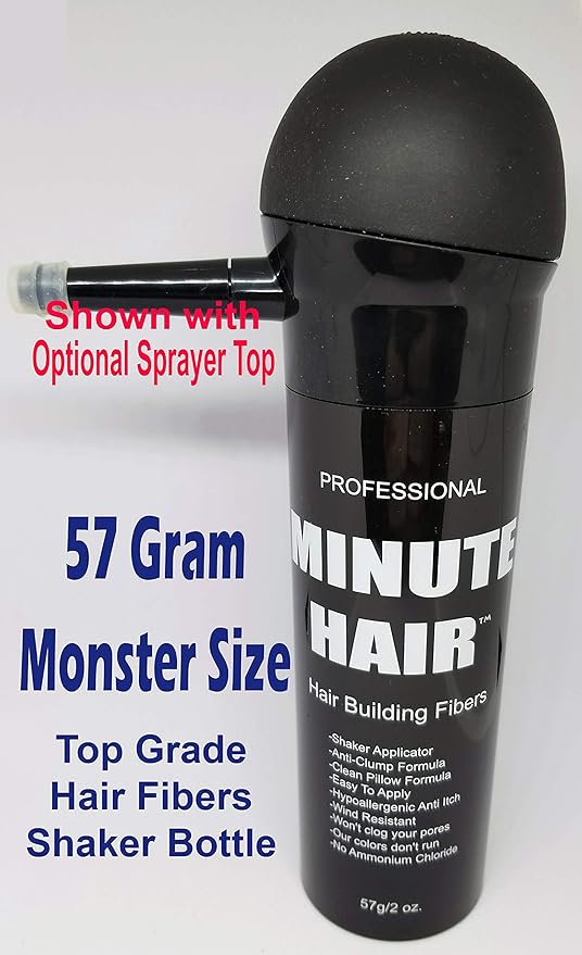 Biggie Sized 57 Gram Bottle Full Of Minute Hair Fibers. Hi Grade Hair Building Fibers. Gargantuan Amount of BLACK Fibers Inside A Compact Size Refillable Bottle. Choose Your Color.