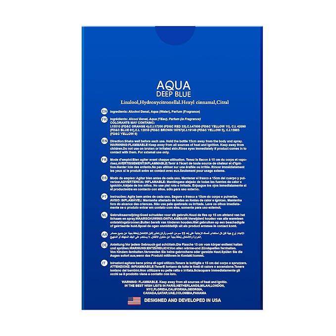 Hybrid & Company Aqua Deep Blue Pour Homme For Men Eau De Parfum Vaporisateur Natural Spray 3.4 Fl Oz