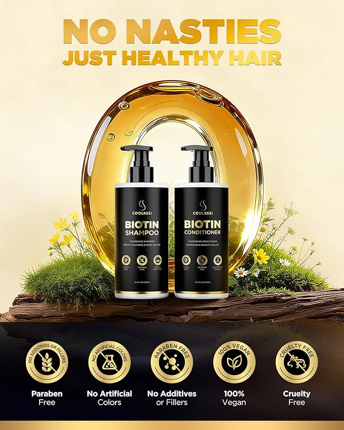 Tripeptide-Infused Biotin Hair Growth Shampoo and Conditioner Set, Onion Anti-Loss Volumizing Moisturizing Treatment for Soft Shine Hair, Rosemary Dandruff Routine Shampoo for Men and Women, 2x16.9oz
