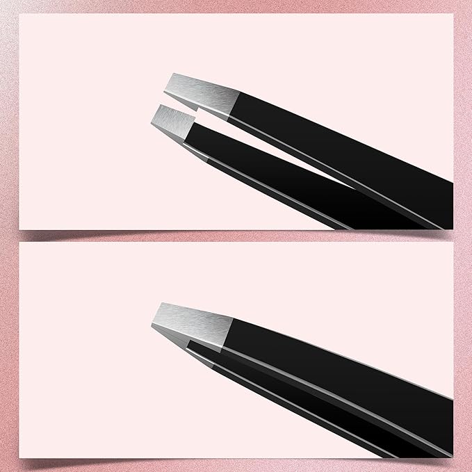 MARKHOR® Black Majesty Eyebrow Tweezers for Women Facial Hair, Splinter and Ingrown Hair Removal Tweezers Set, Professional Pointed and Slant Tweezers for Eyebrows, Precision Tweezers for Eyebrows