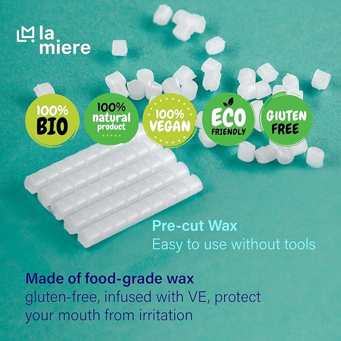 LA MIERE 8 Boxes Pre-Cut Food Grade Dental Wax Orthodontic Wax Braces Wax Shield Lips & Gums Dental Teeth Braces Wearer Mint & Strawberry
