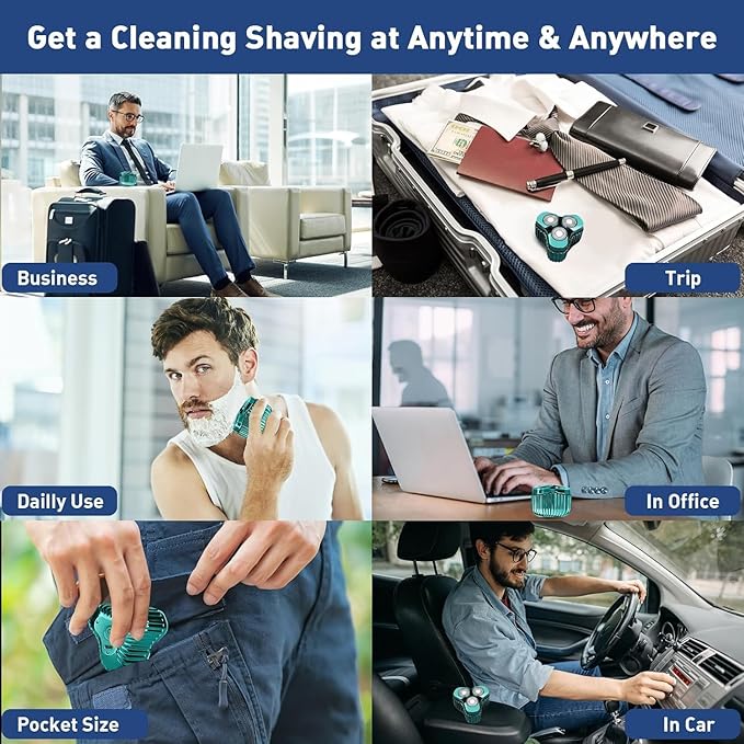 Mini Electric Razor for Men, Upgrade Mini Shaver, Pocket Size Portable Electric Shaver, USB Rechargeable, Waterproof, Easy to Use One-Button, Suitable for Home, Car, Travel, Gift for Men