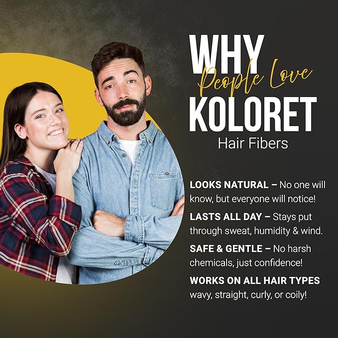 Herbishh Koloret Hair Building Fibers – Dark Brown Powder for Men & Women, Instant Bald Spot Cover-Up & Scalp Concealer – Sweat-Proof & Water-Resistant Fibers for Thinning Hair, 12g (Pack of 2)
