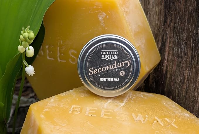 Secondary Extra Strength Moustache Wax, Professional-Grade, Firm Hold, All-Day Uncompromising Hold, Beeswax, Natural Scent, 1 ounce can, 1 Count
