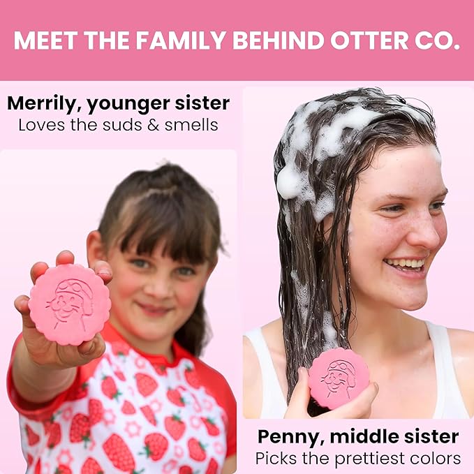 Otter co. Kids Strawberry Conditioner Bar – Tear Free Toddler Bar Conditioner – Sulfate Free & Non Toxic – Organic Ingredients, Vegan, Cruelty Free, Natural, Hydrating & Moisturizing, USA Made