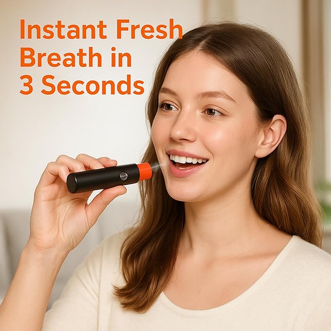 Smart Electric Oral Spray, Portable Electric Breath Spray & Rechargeable Mouth Spray with 4 Pods (2 Flavors: Lychee & Cucumber), Instant Fresh Breath in 3s, Alcohol& Sugar Free (Green)