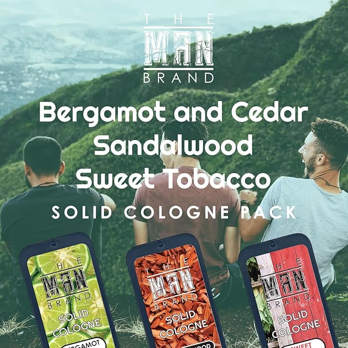 Solid Cologne Sample Pack in Vintage Slide Tin, Cologne Balm with a Sweet Tobacco, Citrus Bergamot, and Sandalwood Men's Fragrance (3 Pack of 0.75 Ounce Each)