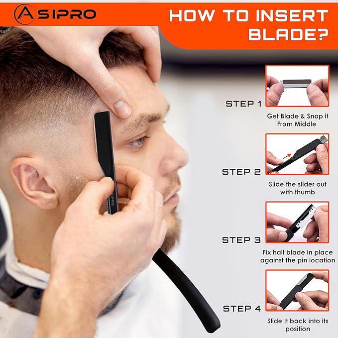 Straight Razors for Men with 20 Straight Edge Razor Blade & Case, Mens Straight Razor for Shaving Navajas Para Barbero Barber Razors for Mens, Straight Razors for Men Kit Beard Razor
