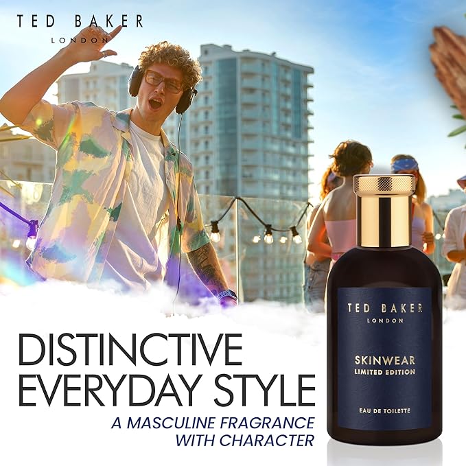 Ted Baker Skinwear Limited Edition Men’s Eau de Toilette Fresh Citrus Woody Cologne with Lime, Bergamot, Sandalwood Long Lasting Masculine Fragrance for Him 3.4 Floz