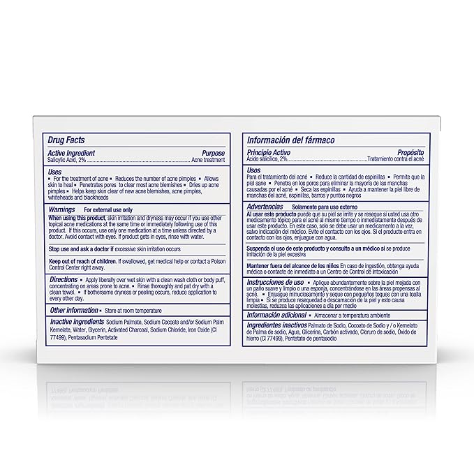 Asepxia Salicylic Acid & Activated Charcoal Bar Soap | Acne Treatment, Reduces Pimples & Blemishes, Deep Cleansing Facial Cleanser, Dries Out Acne, Prevents Breakouts, Face wash, 4 Oz, 5-Pack