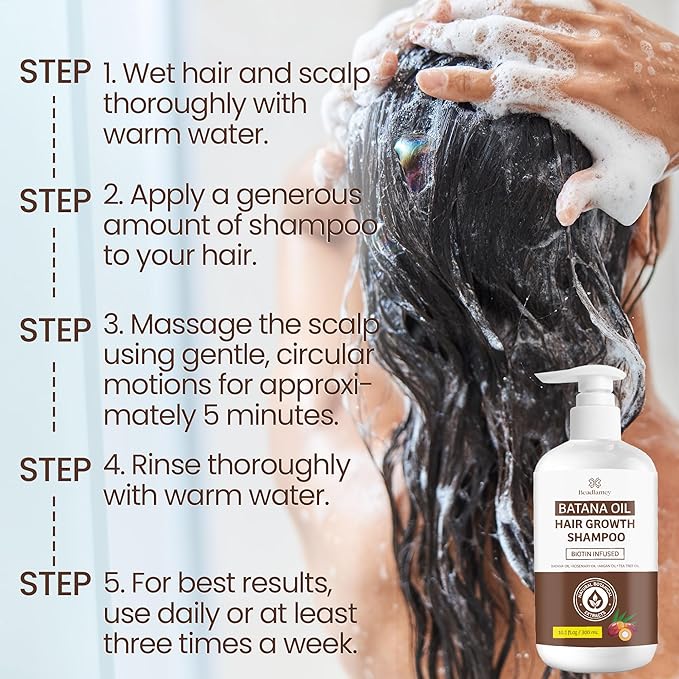 Root Activator Batana Oil Hair Growth Shampoo: Natural Hair Loss Shampoo for Thinning Hair for Women and Men - Daily Hair Care at Home - 10.1 fl.oz