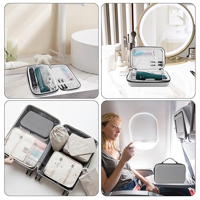 SMYV Water Flosser Travel Case, Portable Dental Oral Irrigator Travel Organizer with Handle, Hard Eva Storage Bag for Flosser, Electric Toothbrush, Toothpaset and Irrigator Accessories (Light Grey)