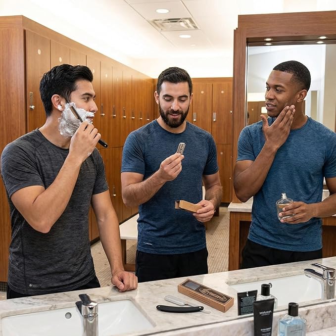 1 Set Razor for Men, Straight Safety Razor with 10 Razor Blades for Men, Single Blade Face Razor for Grooming (Black & Silver)