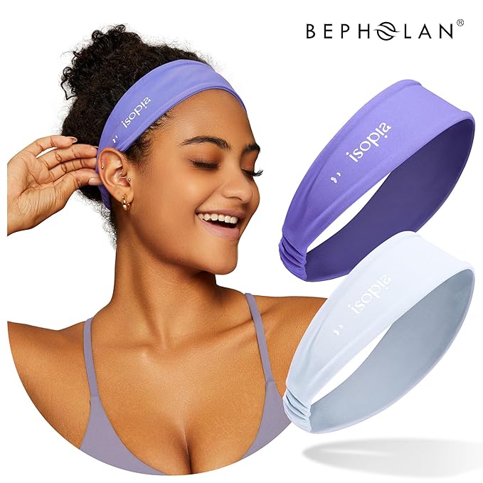 BEPHOLAN Eyelash extension isolation headband, purple headband Sport Headbands for Women, Elastic Soft Fabric Non-Slip Hair Bands Hair Warp for Daily Workout Yoga Running Sports