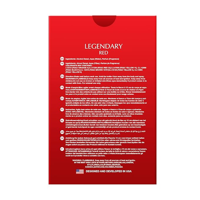 Hybrid & Company Legendary Red For Men Eau De Parfum Vaporisateur Natural Spray 3.4 Fl Oz
