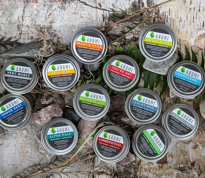 Aromi Solid Cologne | Spicy, Citrus Men's Fragrance, Oakmoss Scent, Vegan, Cruelty-free, Father's Day Gift Idea, Travel, Alcohol-free (Sweet Dude)