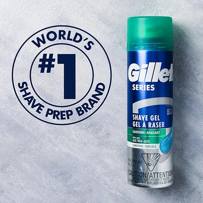 Gillette Series 3X Sensitive Shave Gel, Hydrates, Protects and Soothes Sensitive Skin, 7 Ounce (Pack of 6)