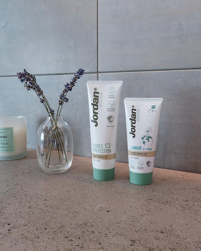 Jordan | Green Clean Sustainable Toothbrush | Award Winning Eco-Friendly Scandinavian Design | Soft Bristle Adult Toothbrush x 4 Units + Baby