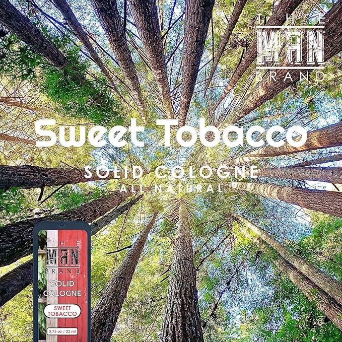 Sweet Tobcacco Solid Cologne, Men's Sweet Tobacco Perfume Balm in Vintage Slide Tin, (0.75 Ounce)