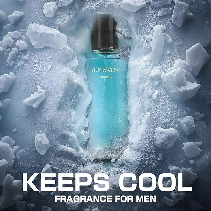 Cool Ocean &Ice Water Men's Cologne Gift Set - 3.4 Fl Oz Each | Amber Floral & Vanilla Leather Fragrance | Eau de Toilette Duo for Daily & Special Occasions