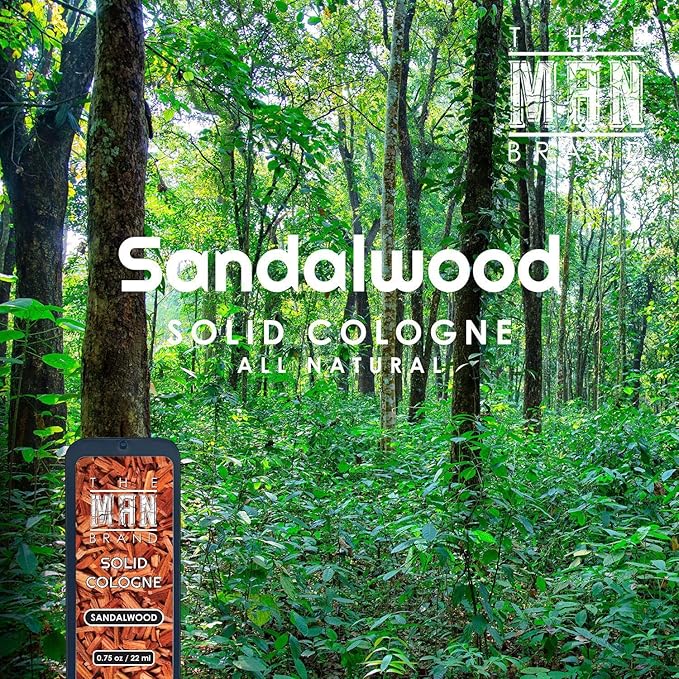 Sandalwood Solid Cologne, Men's Sandalwood Perfume Balm in Vintage Slide Tin, (0.75 Ounce)