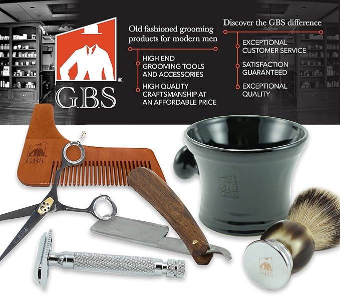 G.B.S Straight Blade Horn Ivory Razor, Carbon Steel Cut Edge, Half Hollow Effortless Glide