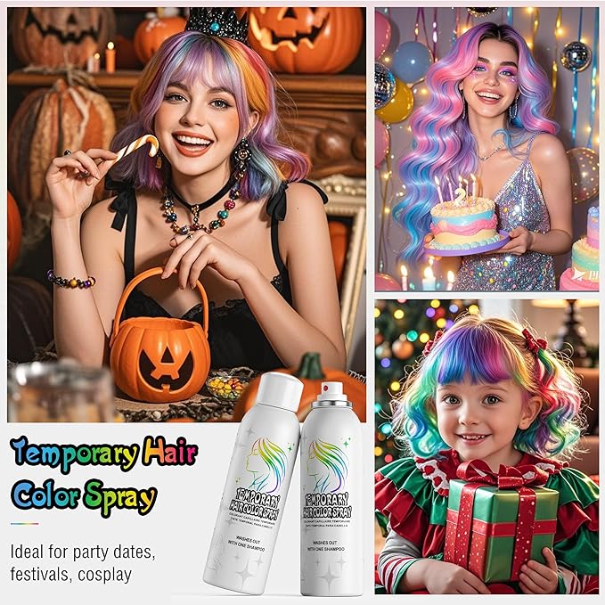 Grey Temporary Hair Color Spray - Gentle Formula, Washable & Non-Sticky | Silver Gray Instant Hair Dye Alternative for Adults | Halloween, Costume, Party Makeup, 150ml
