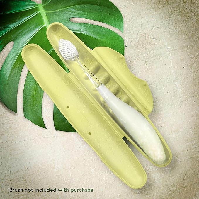 RADIUS Toothbrush Travel Case for Standard Brush, BPA-Free Recycled Plastic, Portable for Bathroom, School, Home, Camping (Lemon Yellow, 8.25H - 1.38W - 1.75L (in))
