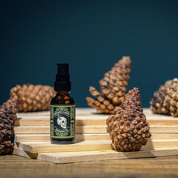 Outlaws & Gents Grooming Co Grooming Oil - All-Natural Beard and Hair Oil for Men - Moisturizes and Softens Hair, Reduces Itchiness and Flakiness (Pine & Cedar)