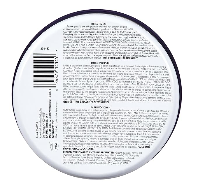 Satin Smooth Lavender Wax with Chamomile, Facial and Full Body Hair Removal Wax, Soothes and Calms, Ideal for Sensitive Skin, Waxing Kit, 14oz, 1-pack