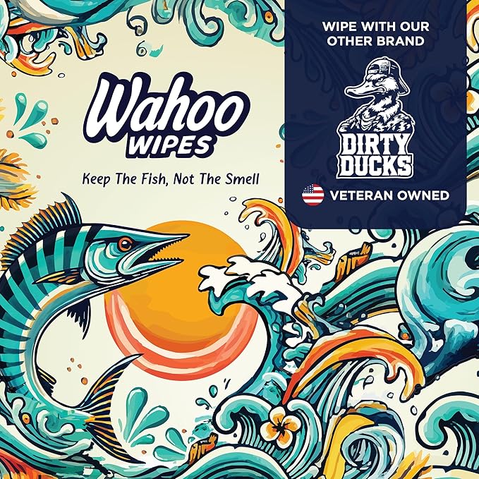 Wahoo Wipes – Durable Odor-Neutralizing Wet Wipes for Fishing, Hunting, Field Dressing, Boating, and Outdoor Gear Cleaning, 42 Count, 1 Pack, by Dirty Ducks LLC.