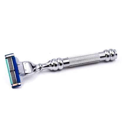 Parker 43M All-Metal Razor,Gillette® Mach 3 Compatible Razorr – Accepts All Gillette® Mach 3 Trriple Blade Cartridge Refills – Deluxe Brass-Frame, 1 Refill Cartridge Included (CHROME)