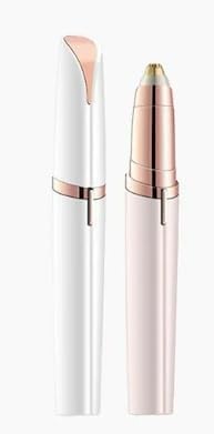 Eyebrow Trimmer for Women - Electric Eye Brow Razor Painless & Easy Clean for Eyebrows Face Nose Ear Hair Chin Lips Peach Fuzz Bikini Lines & Other Detailing - Battery Operated (White)