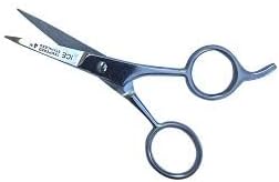 Mustache Scissors 6 Piece Set - 2 Straight (4.7 inches each), 2 Curved (4.5 inches each) and 2 Straight with Finger Rest (4.2 inches each)