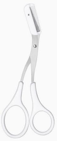 Eyebrow Trimming Scissors with Built-in Comb, Stainless Steel, Precise Grooming Tool