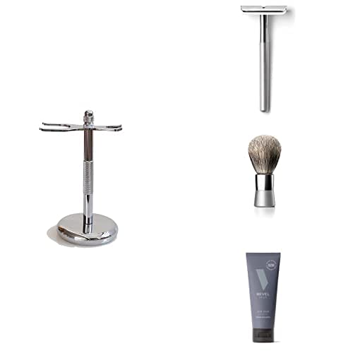 Bevel Shave Stand + Razor + Brush + Shave cream