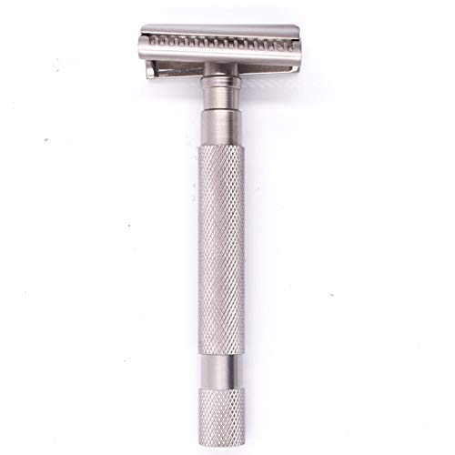 Parker Semi-Slant Safety Razor – Satin Chrome Finish | Smooth, Efficient Double Edge Wet Shaver for Men | Slanted Cutting Action + 5 Platinum Blades Included | Iconic Brand