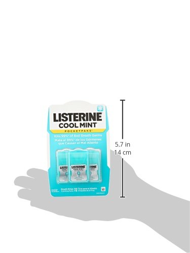 Listerine Pocketpaks Breath Strips, Cool Mint, 72 Count (Pack of 2)
