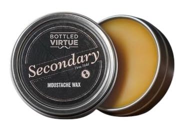 Secondary Extra Strength Moustache Wax, Professional-Grade, Firm Hold, All-Day Uncompromising Hold, Beeswax, Natural Scent, 1 ounce can, 1 Count